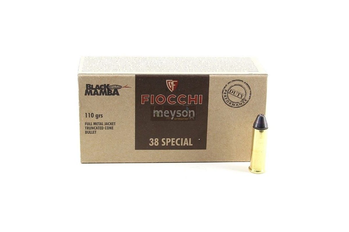 MUNITIONS Fiocchi 38 SPECIAL FMJTC BLACK MAMBA 110 GRS 